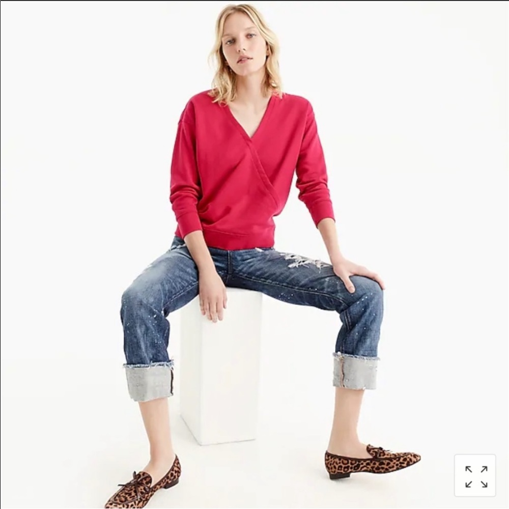 J.Crew wrap front sweatshirt red pepper